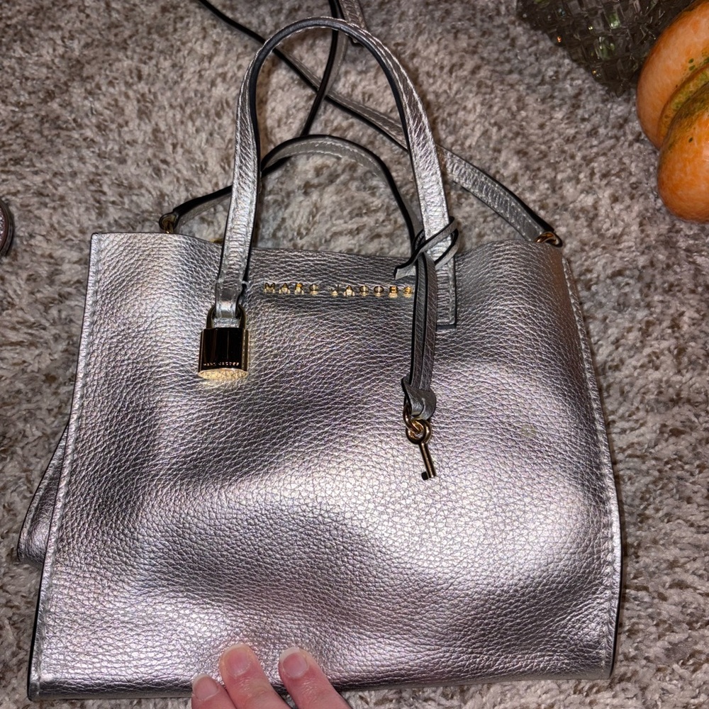 Marc Jacobs Metallic Silver Leather Mini Tote